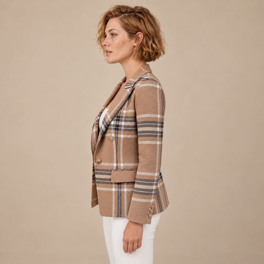 Damesblazer met revers en gestructureerd oppervlak
