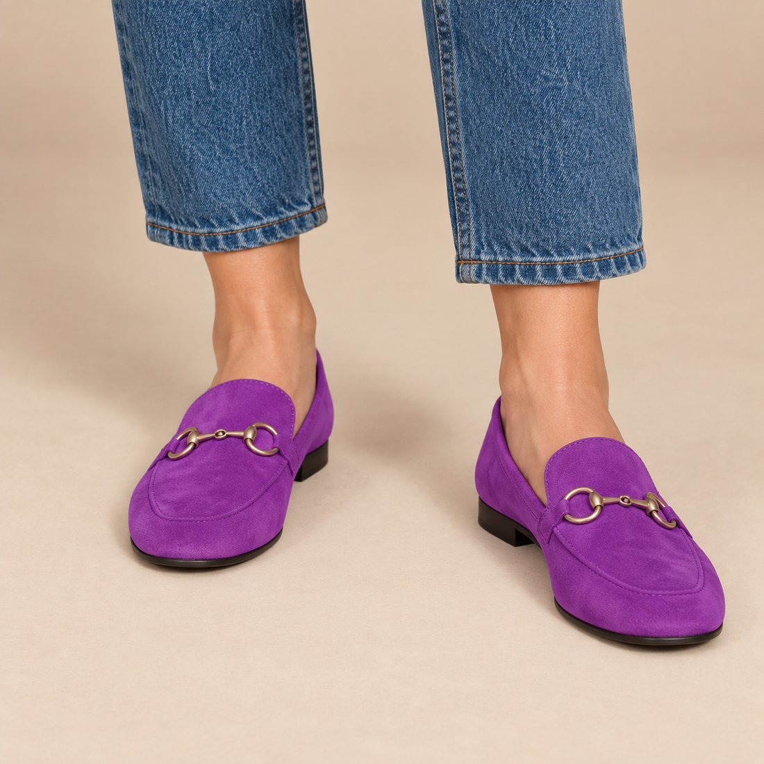 Leren damesloafers met metalen bit voor elk seizoen