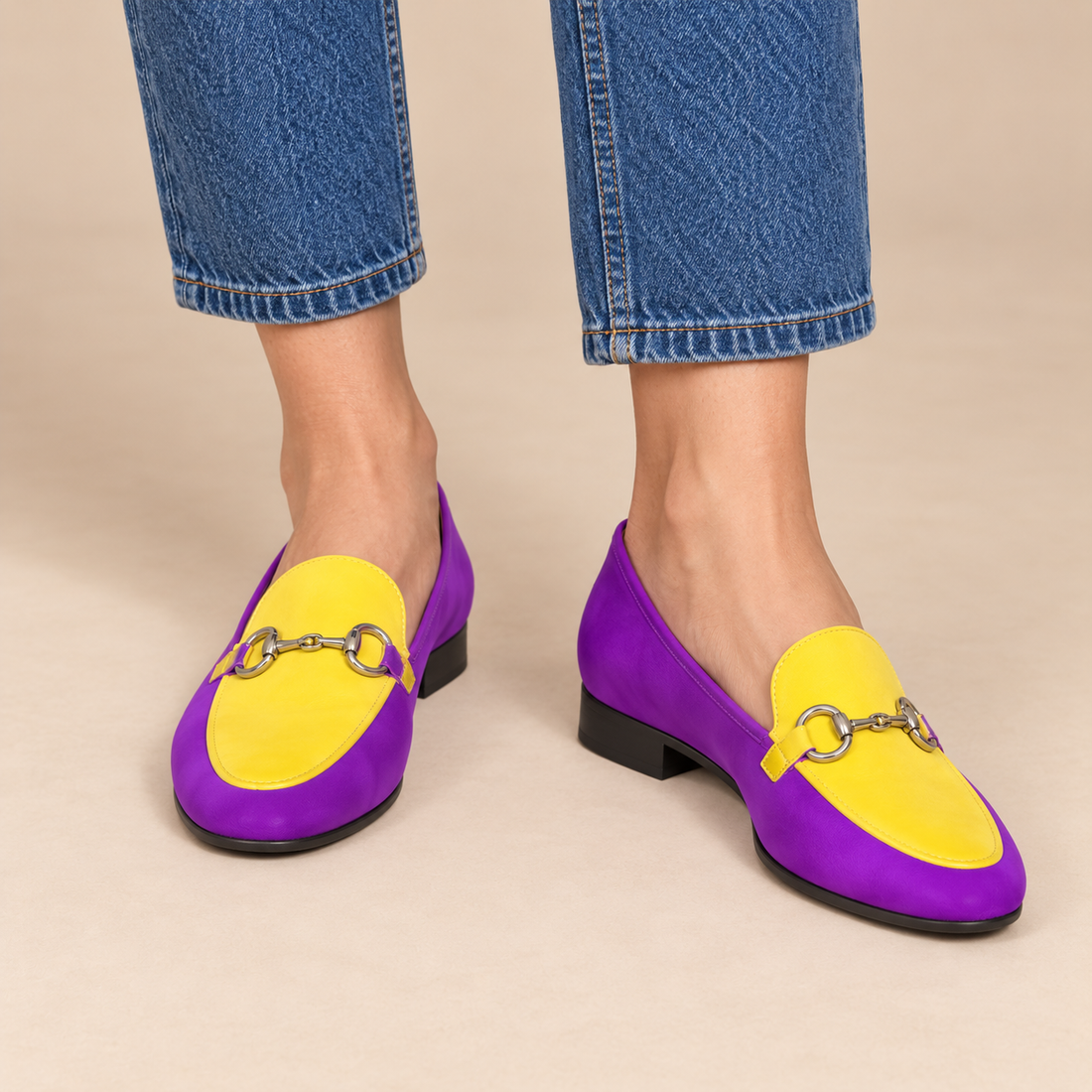 Leren damesloafers met metalen bit voor elk seizoen