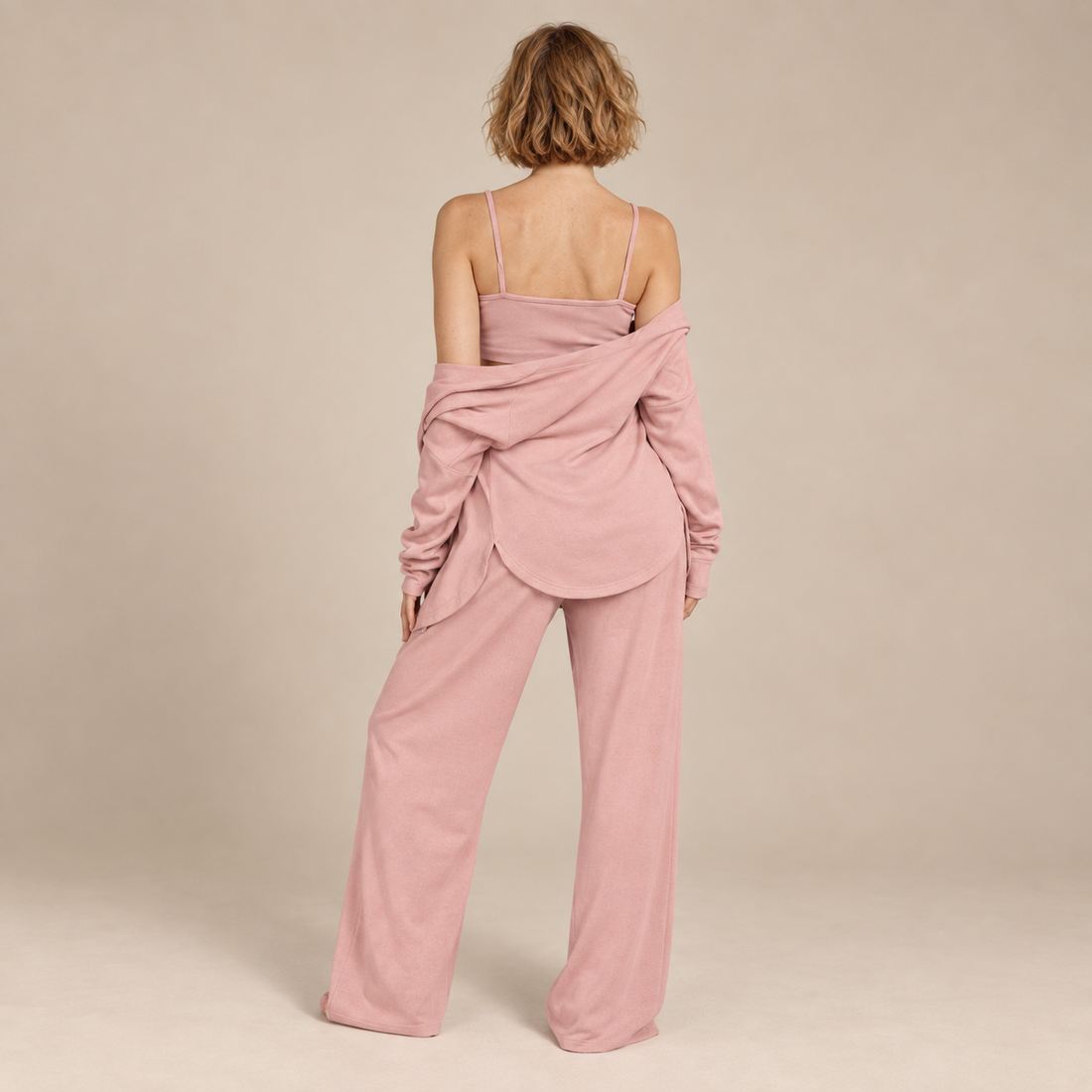Driedelige loungeset voor dames met croptop, vest en broek