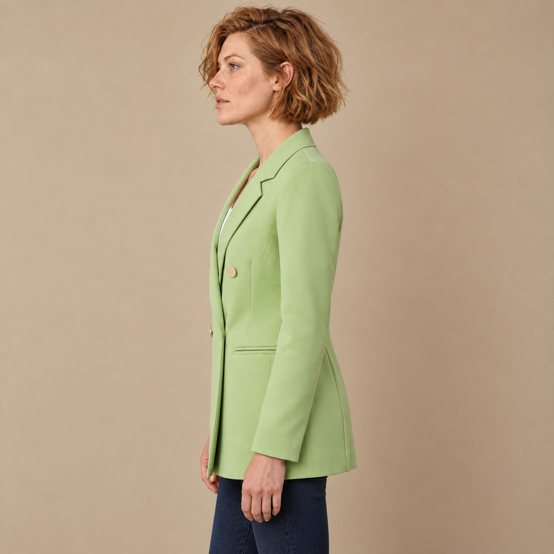 Dubbelrijige damesblazer met reverskraag