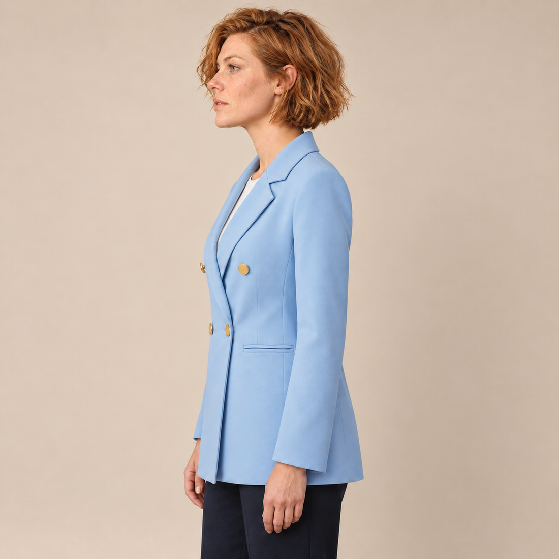 Dubbelrijige damesblazer met reverskraag