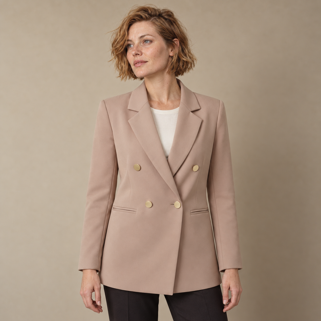 Dubbelrijige damesblazer met reverskraag