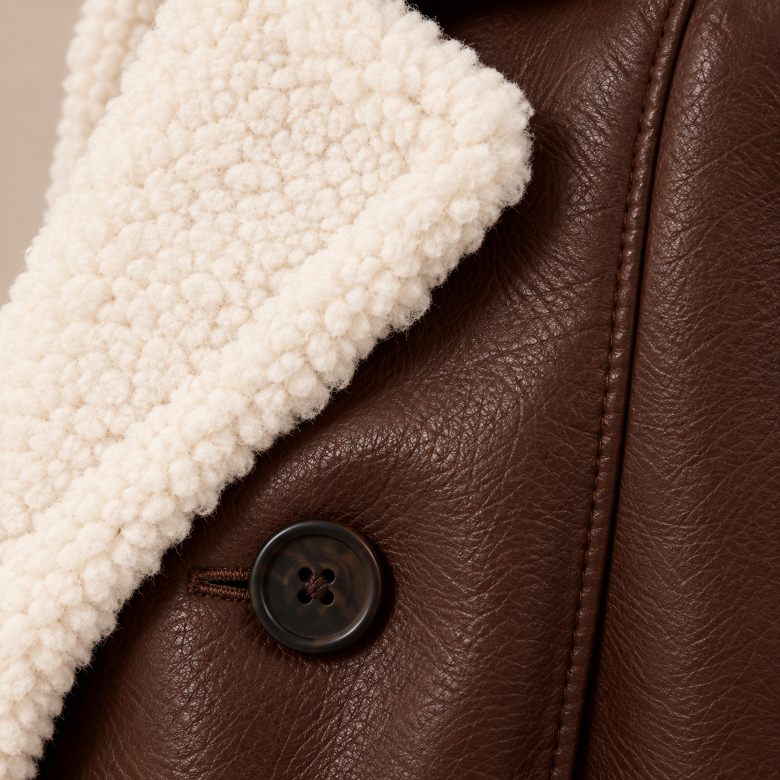 Dubbelrijige damestrenchcoat met sherpavoering