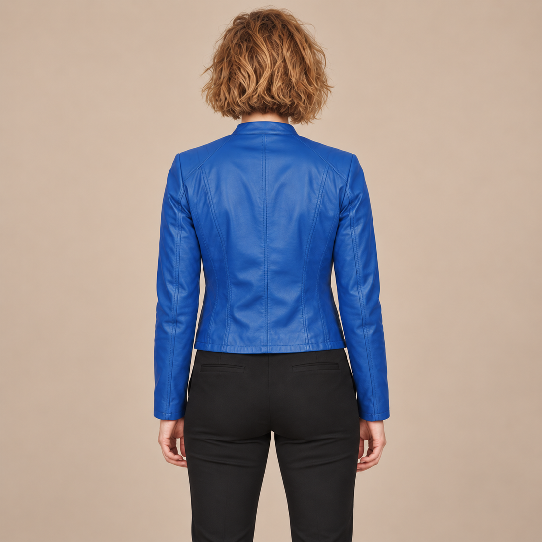 Bikerjack voor dames met opstaande kraag en ritssluiting
