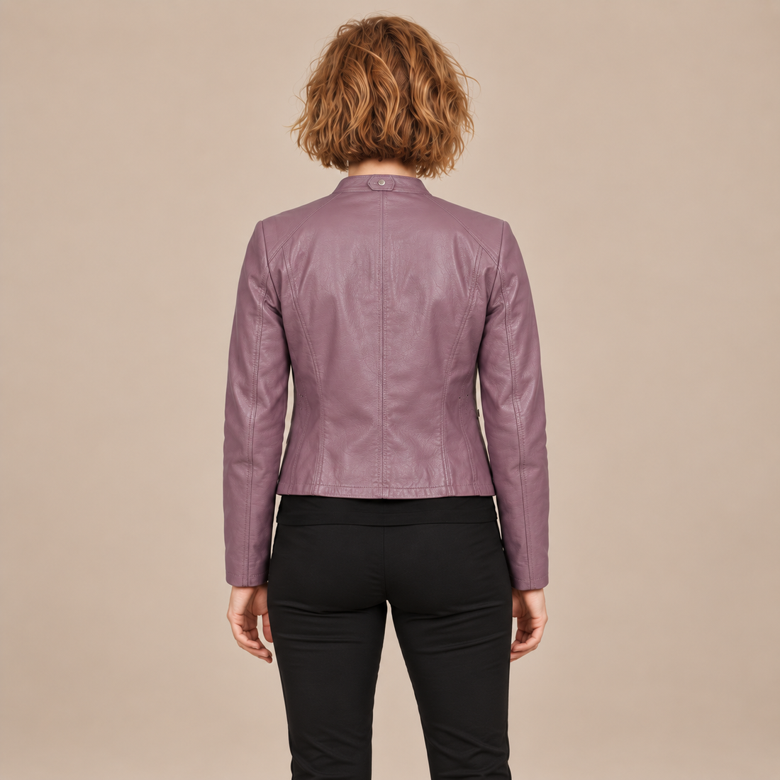 Bikerjack voor dames met opstaande kraag en ritssluiting