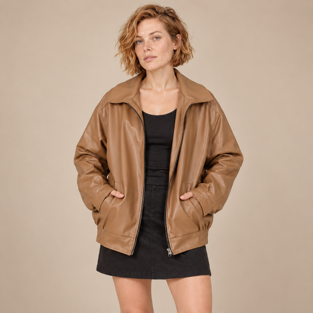 Oversized bomberjack voor dames met kraag en ritssluiting