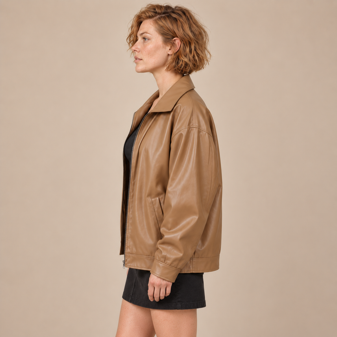 Oversized bomberjack voor dames met kraag en ritssluiting