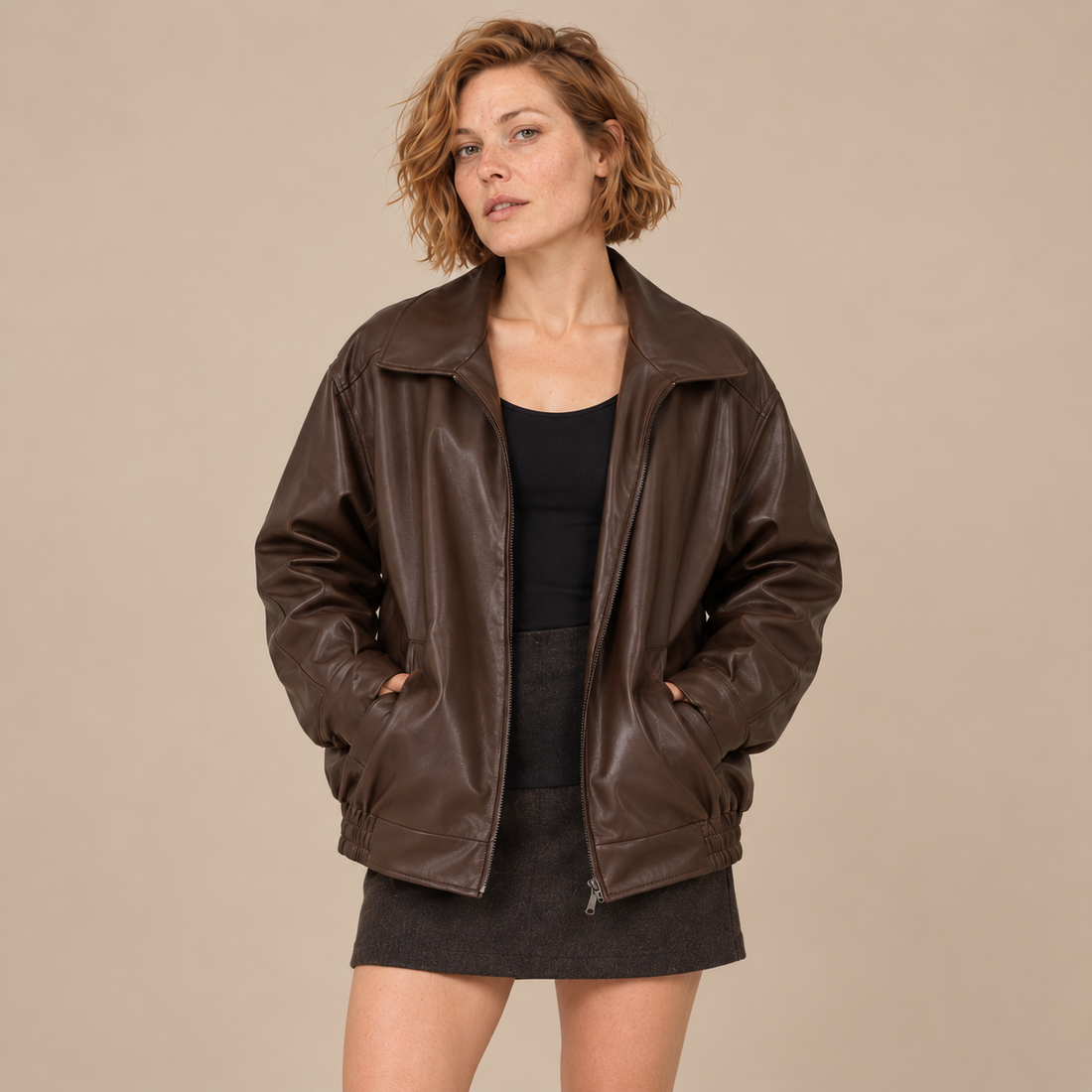 Oversized bomberjack voor dames met kraag en ritssluiting