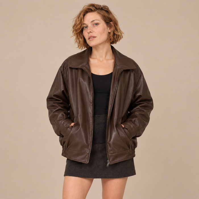 Oversized bomberjack voor dames met kraag en ritssluiting