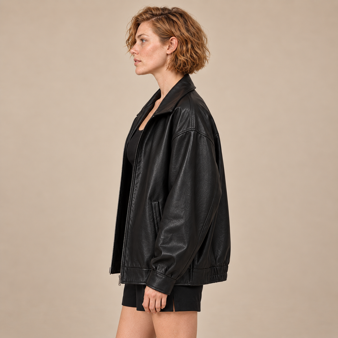 Oversized bomberjack voor dames met kraag en ritssluiting