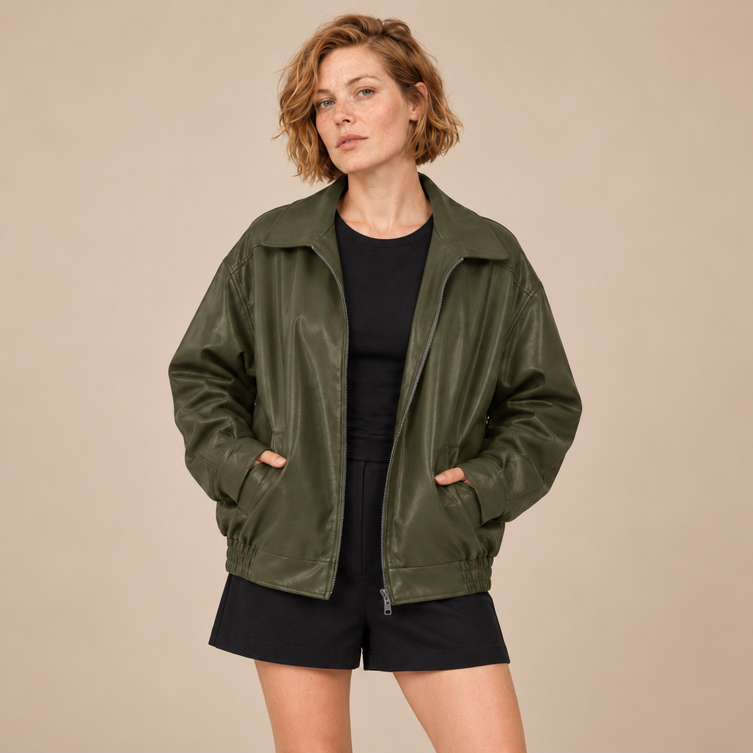 Oversized bomberjack voor dames met kraag en ritssluiting