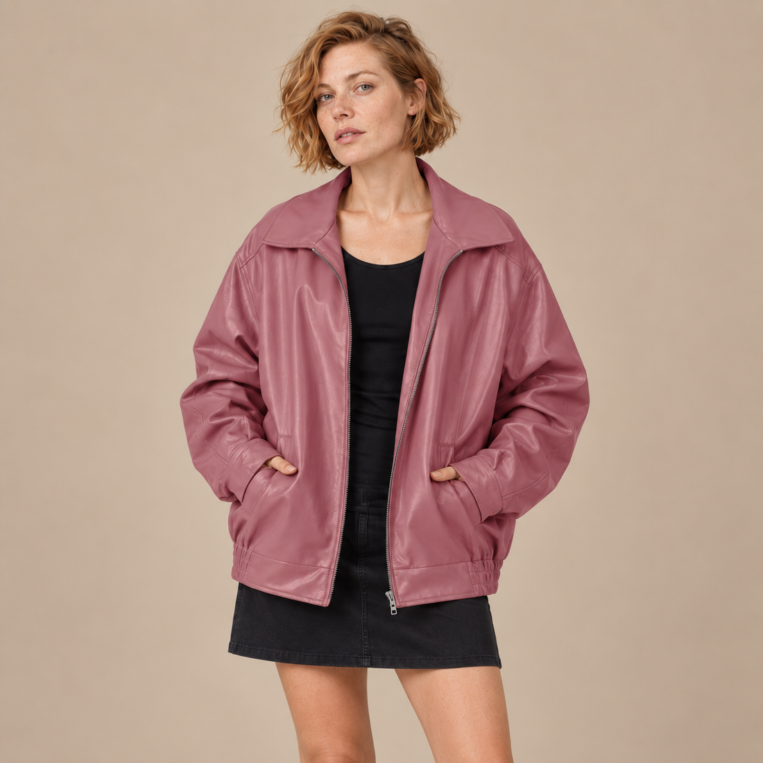Oversized bomberjack voor dames met kraag en ritssluiting