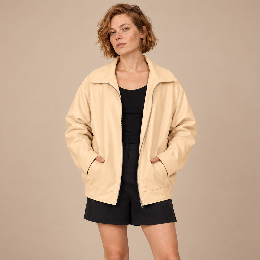 Oversized bomberjack voor dames met kraag en ritssluiting