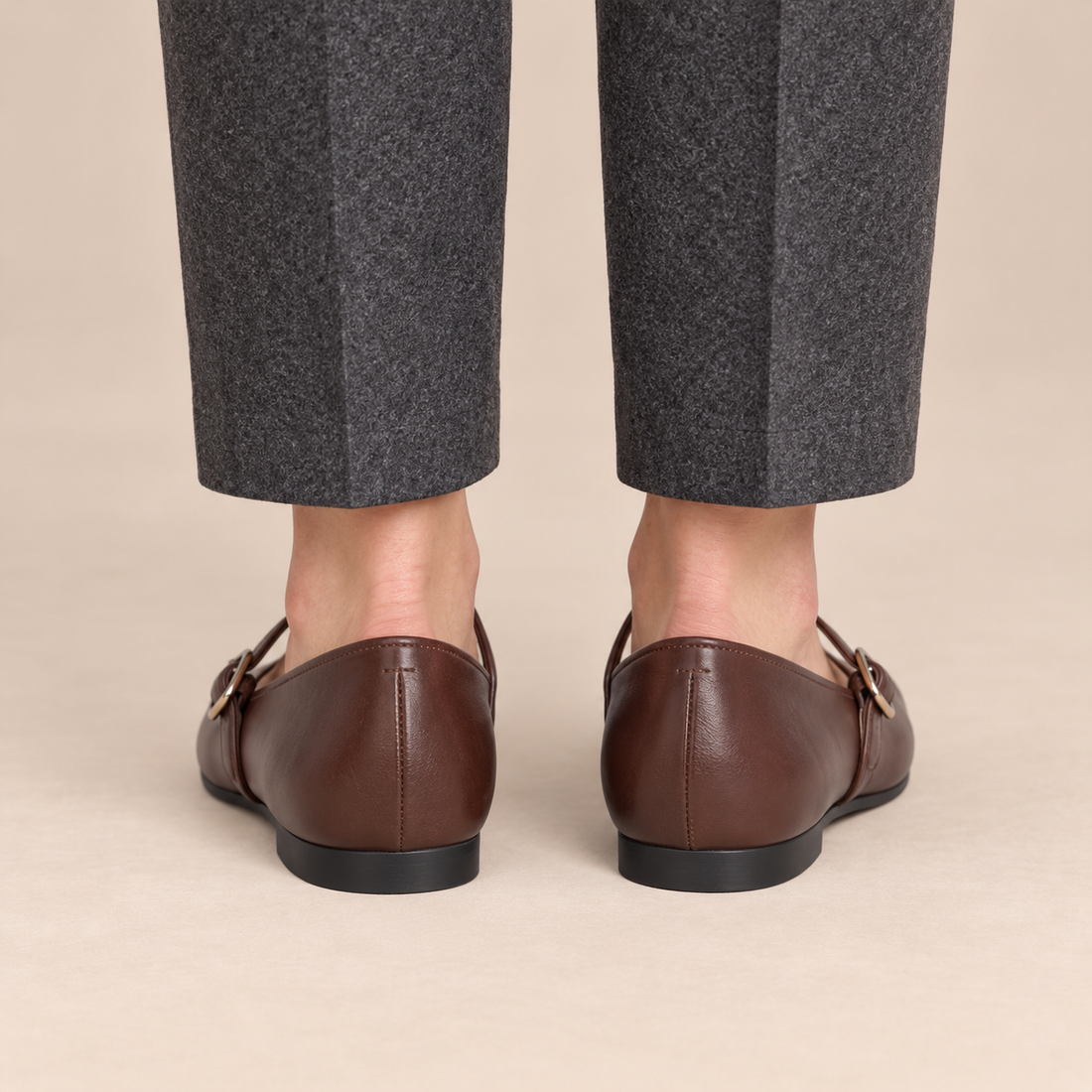 Leren platte mary janes voor dames met gespsluiting voor dagelijks gebruik