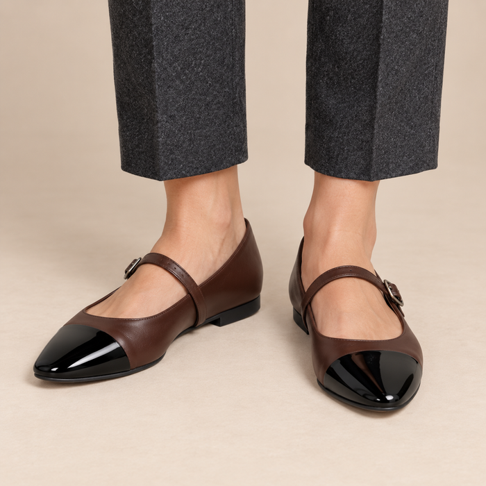Leren platte mary janes voor dames met gespsluiting voor dagelijks gebruik