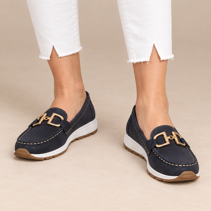 Leren loafers voor dames met metalen detail voor dagelijks gebruik