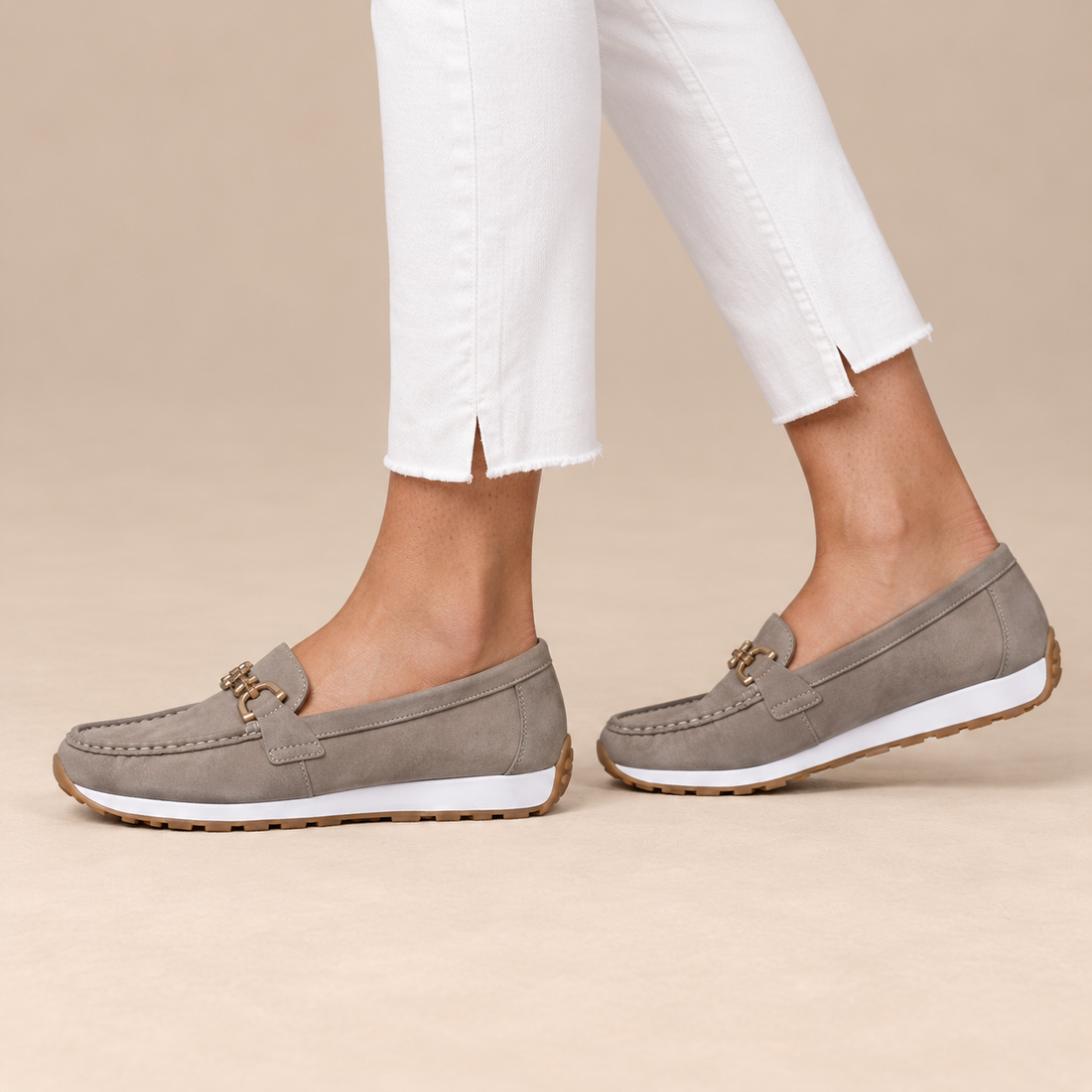 Leren loafers voor dames met metalen detail voor dagelijks gebruik