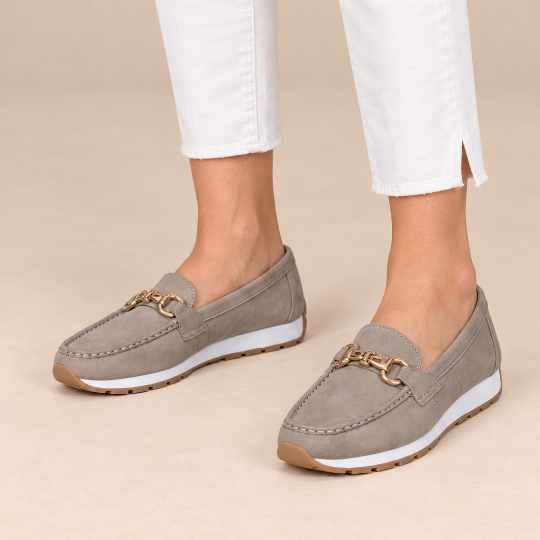 Leren loafers voor dames met metalen detail voor dagelijks gebruik