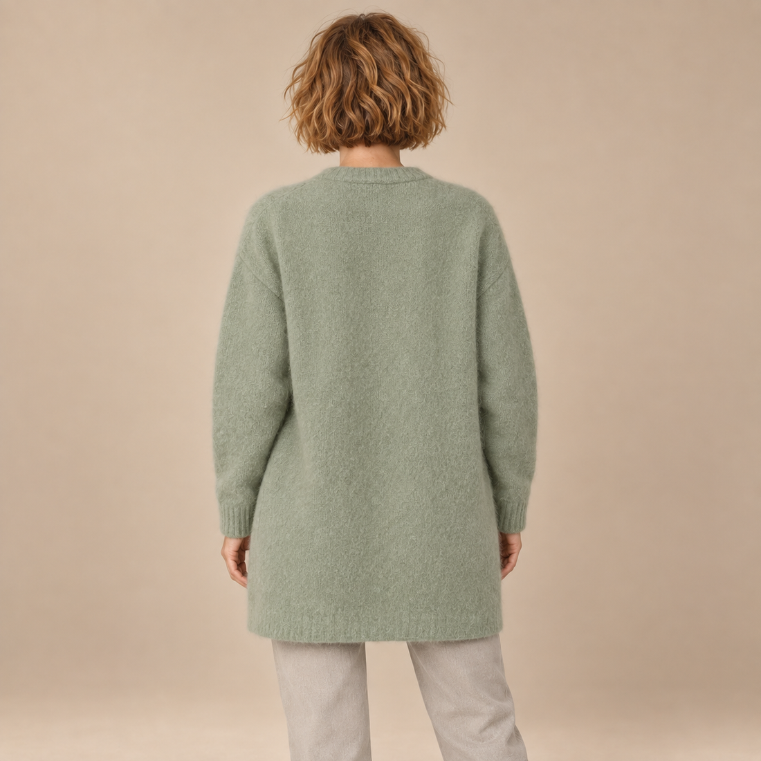 Damesvest met knoopsluiting, geribde boorden en zakken