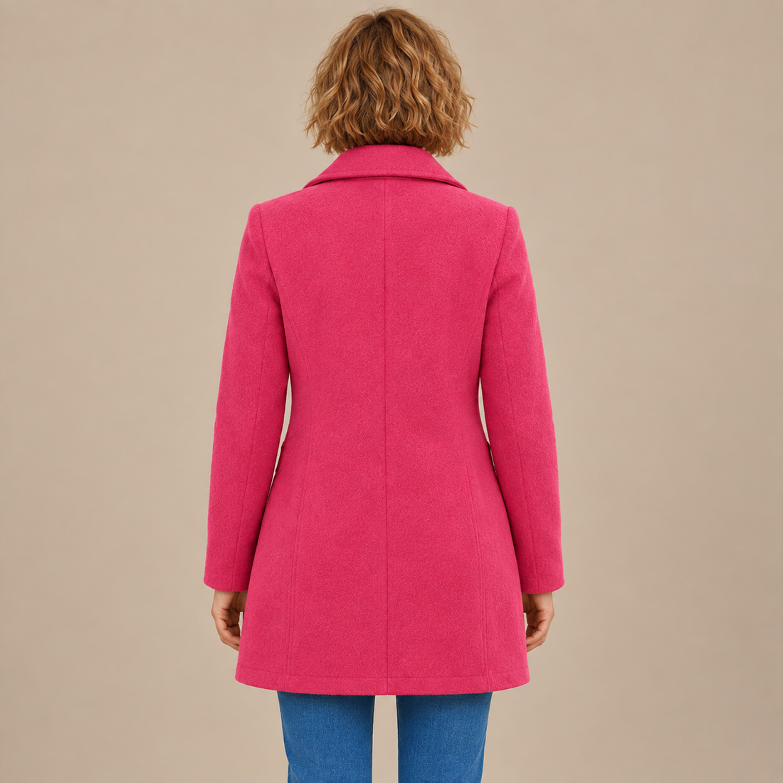 Lange winterjas voor dames met knoopsluiting en reverskraag