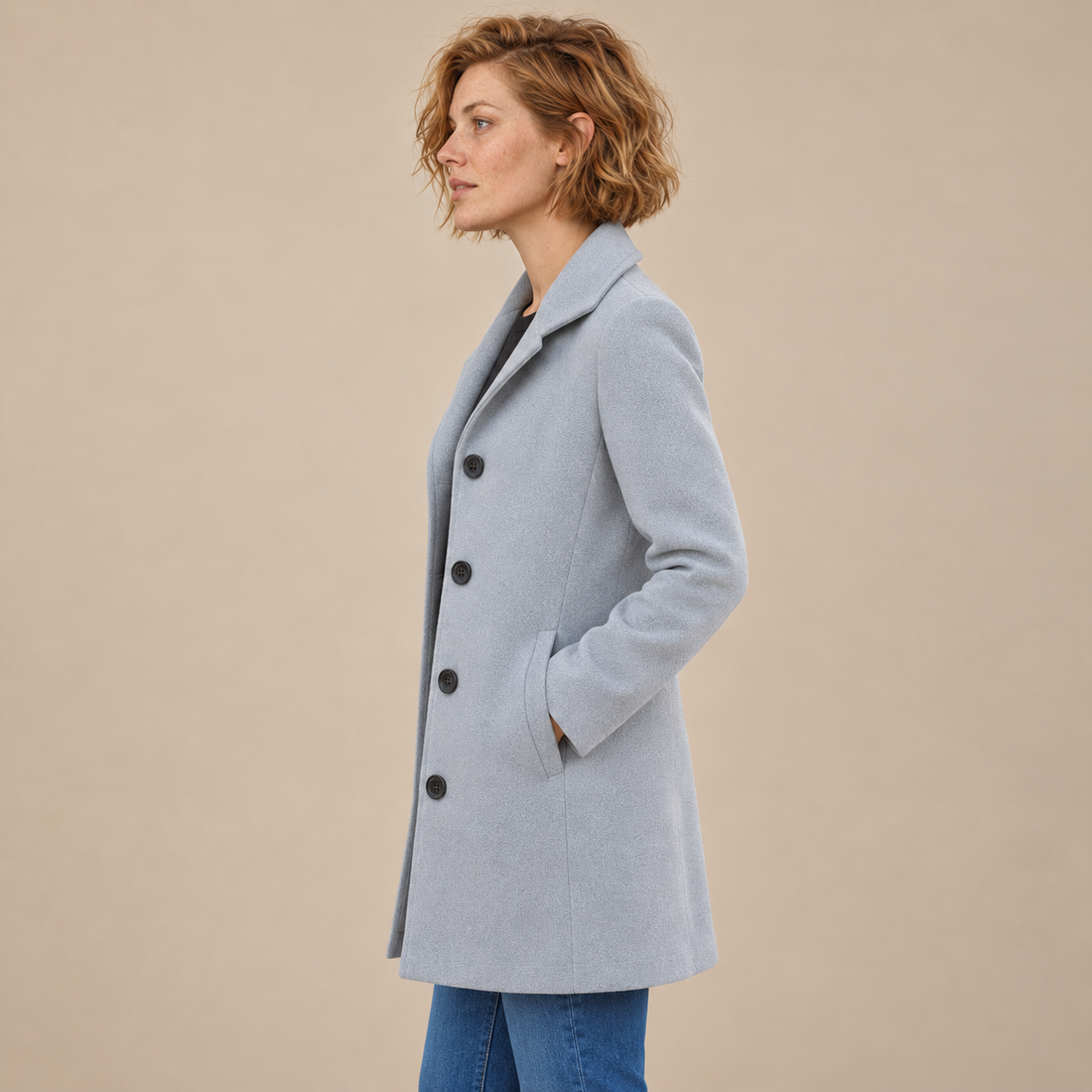 Lange winterjas voor dames met knoopsluiting en reverskraag