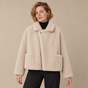Teddyjas voor dames met oversized pasvorm en sjaalkraag