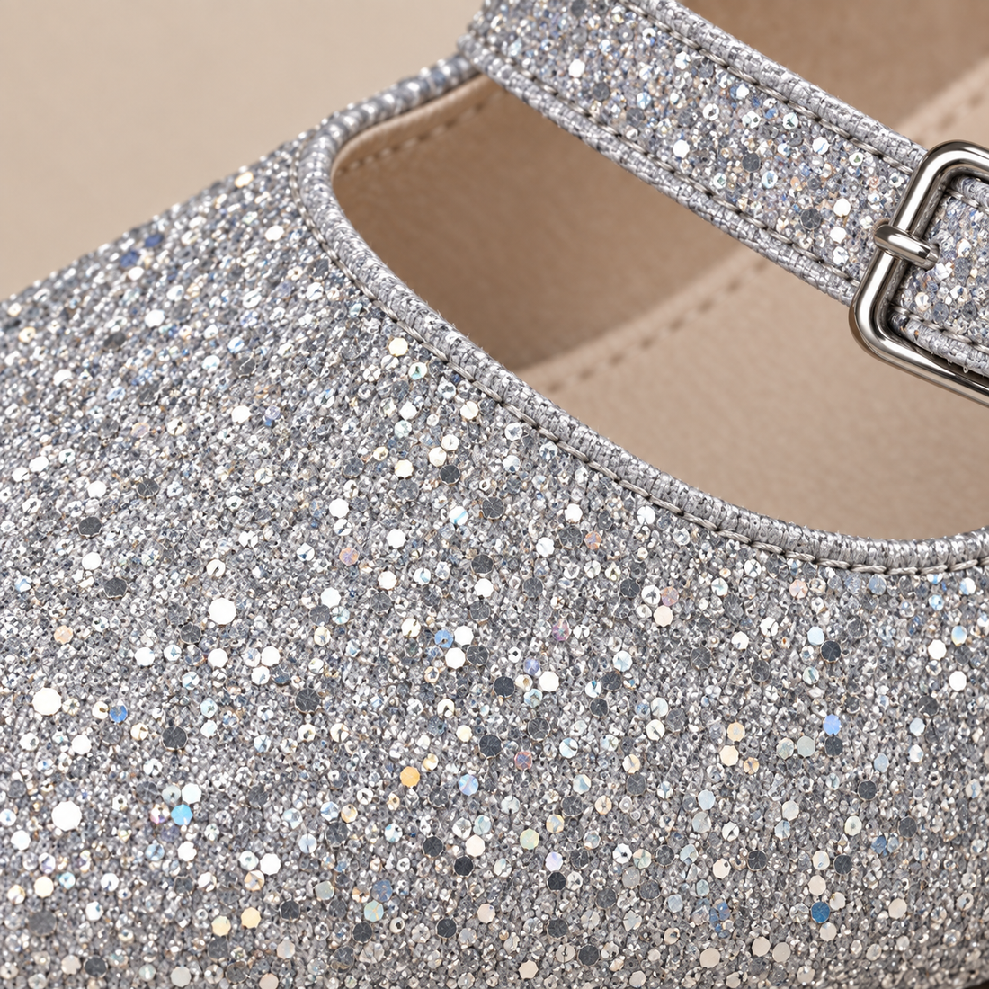 Glitter mary janes voor dames met enkelbandje