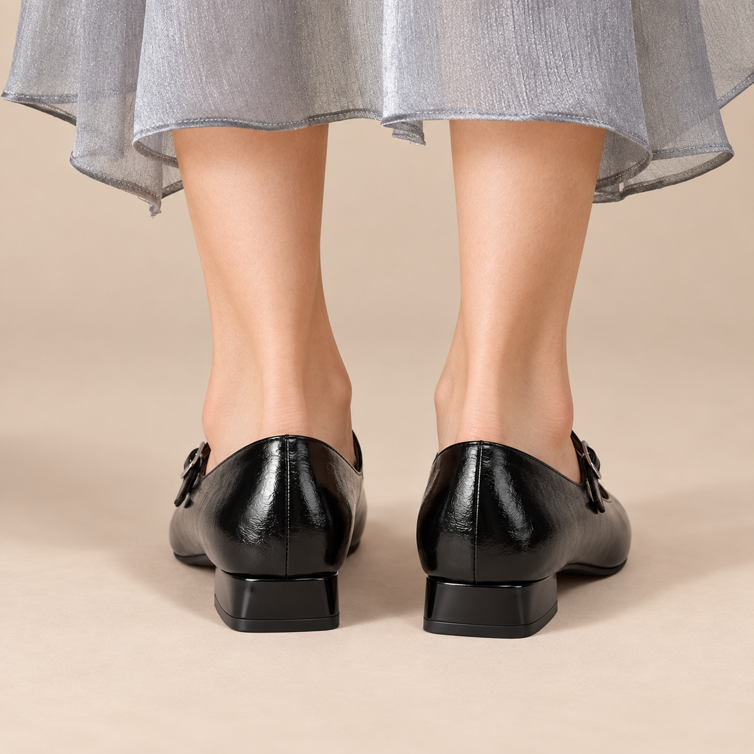 Mary jane pumps voor dames met enkelbandje en blokhak