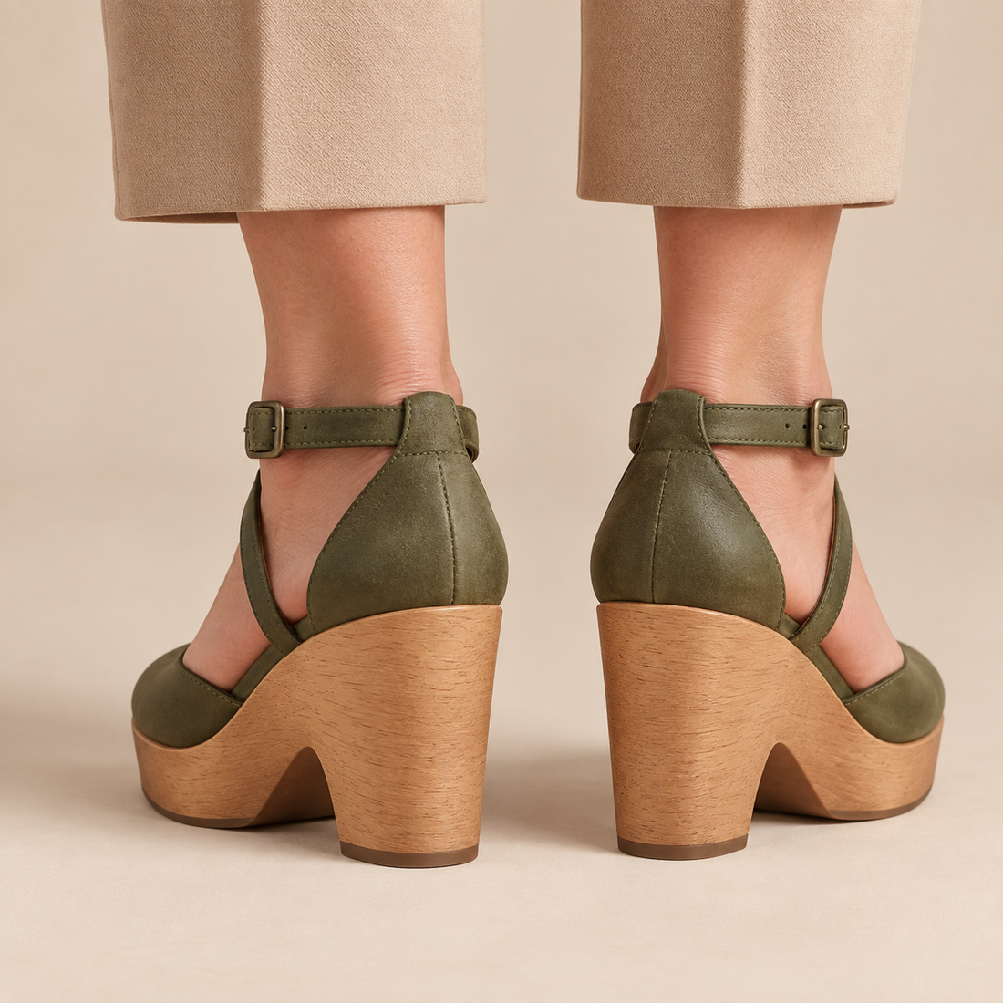 Mary jane pumps met plateau en enkelbandje voor dames