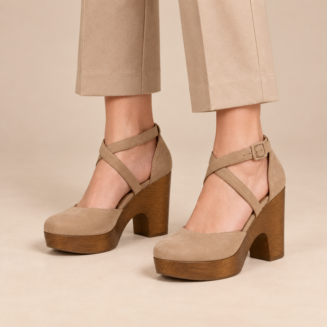 Mary jane pumps met plateau en enkelbandje voor dames