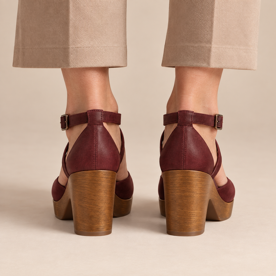 Mary jane pumps met plateau en enkelbandje voor dames