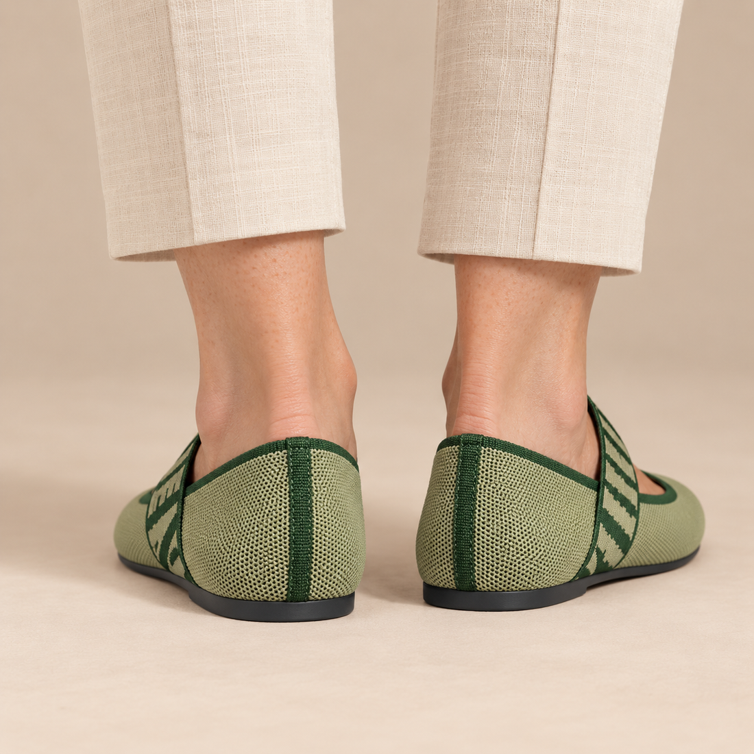 Platte mary janes voor dames met geblokt elastisch bandje