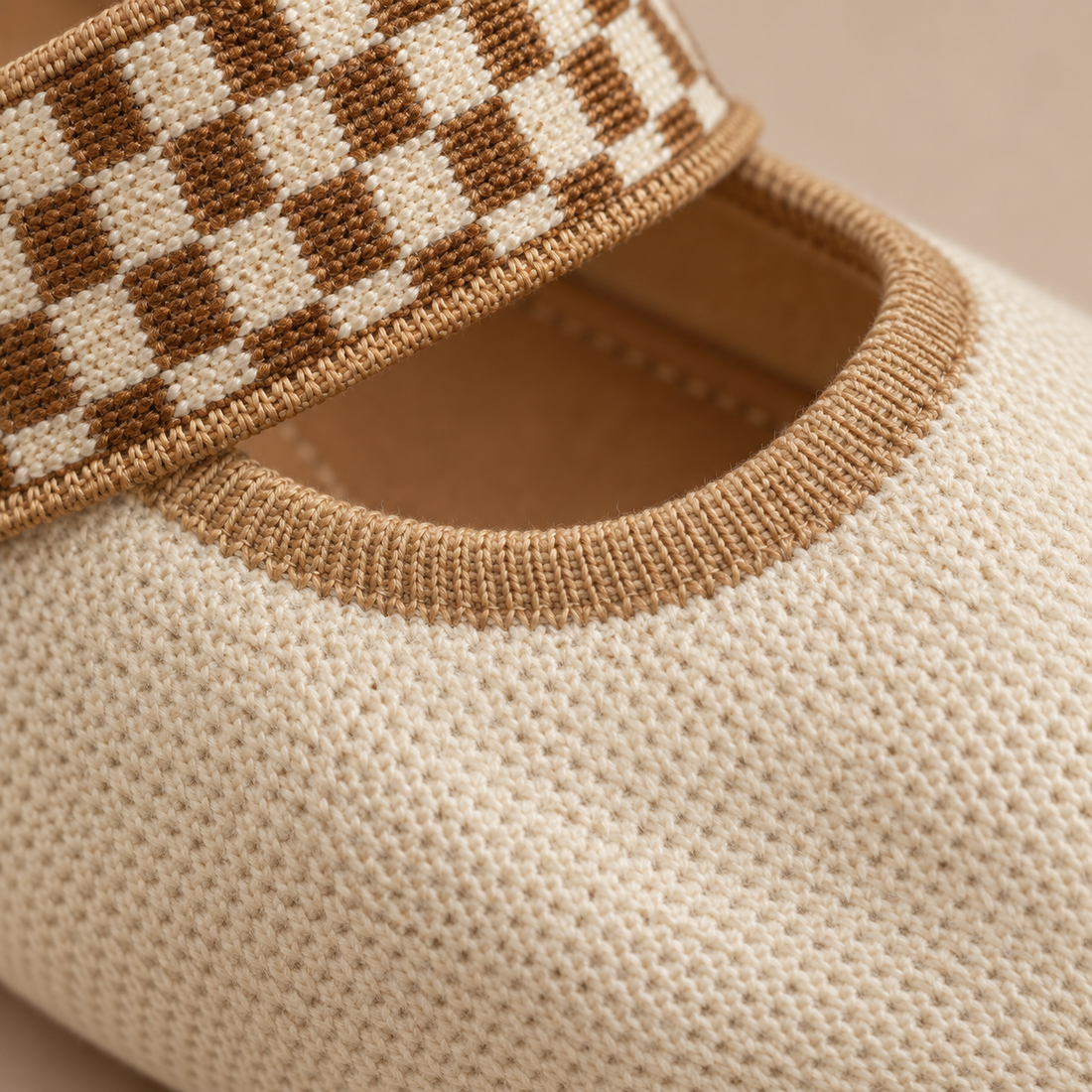 Platte mary janes voor dames met geblokt elastisch bandje
