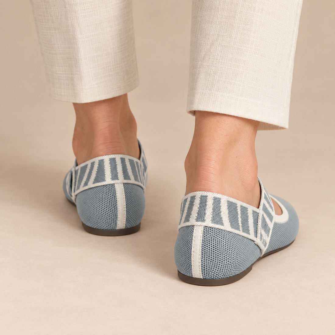 Platte mary janes voor dames met geblokt elastisch bandje