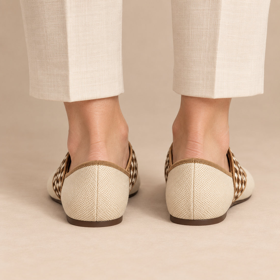 Platte mary janes voor dames met geblokt elastisch bandje