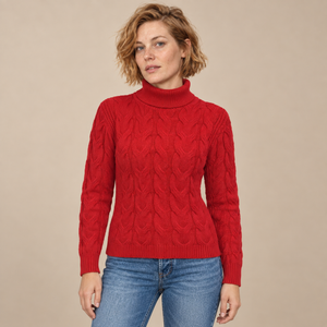 Knusse kabelgebreide coltrui voor dames