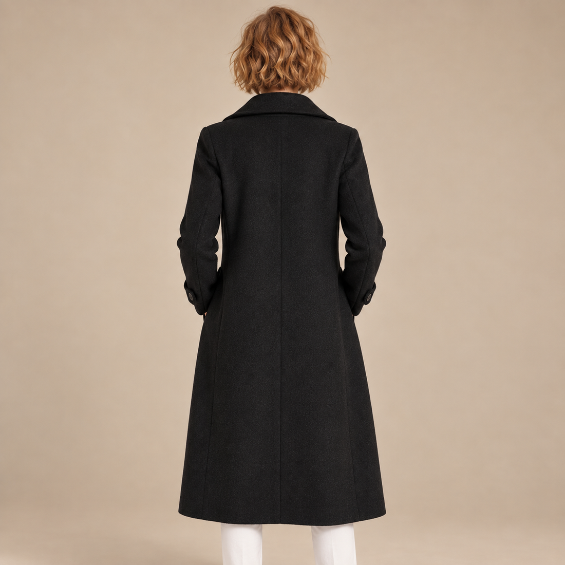 Lange damestrenchcoat met omslagkraag