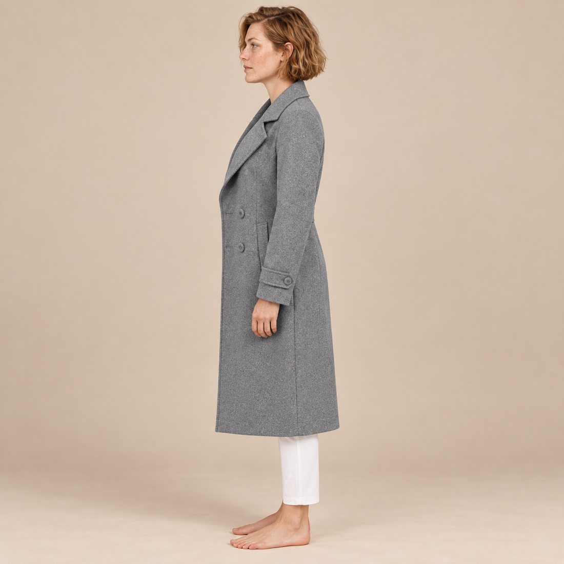 Lange damestrenchcoat met omslagkraag