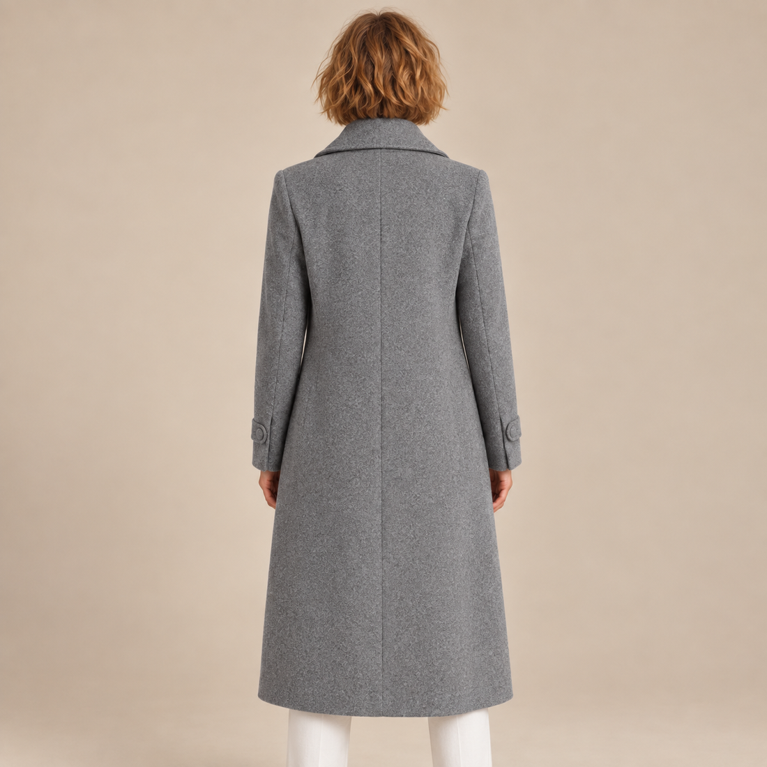 Lange damestrenchcoat met omslagkraag
