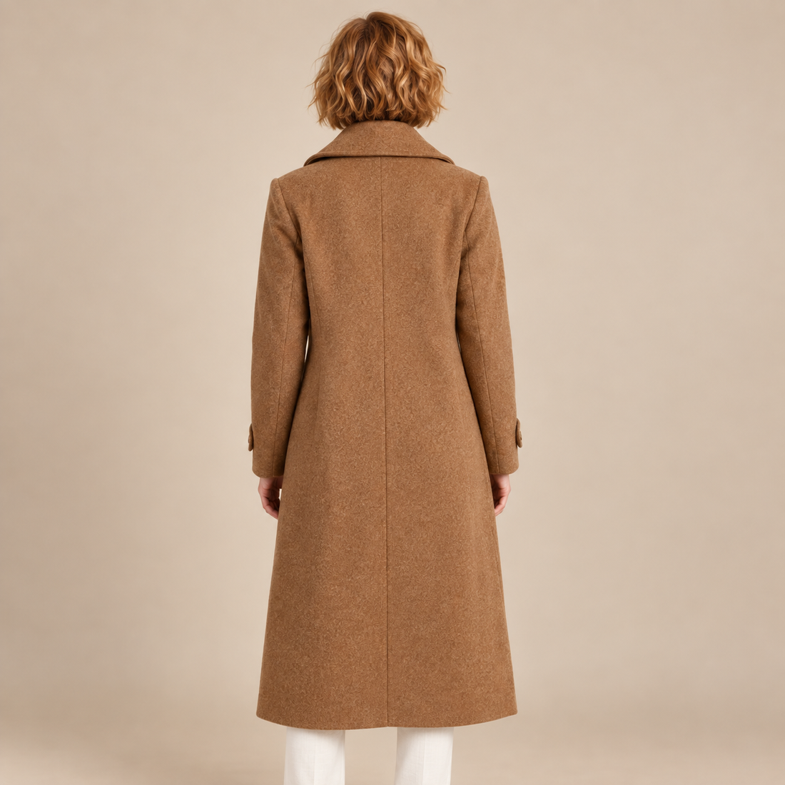Lange damestrenchcoat met omslagkraag