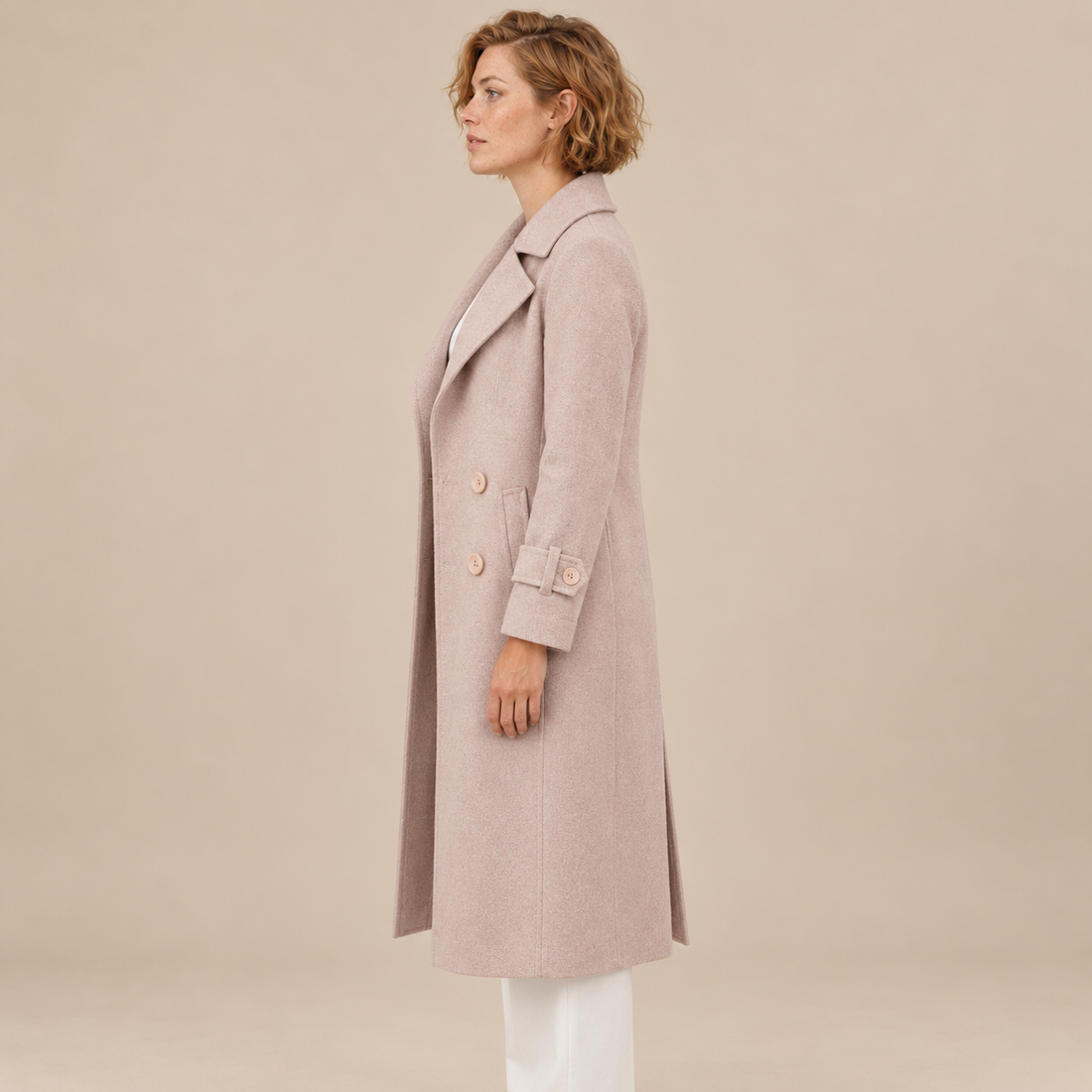 Lange damestrenchcoat met omslagkraag