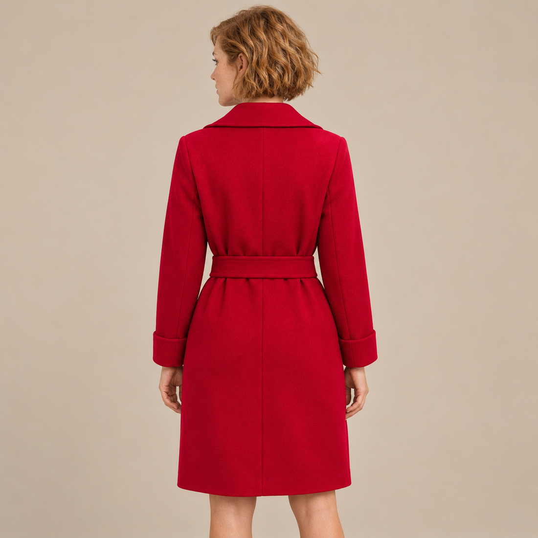 Damestrenchcoat met ceintuur en brede reverskraag