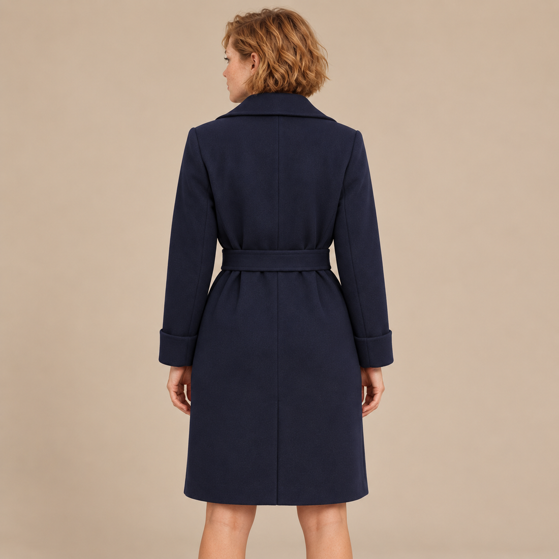 Damestrenchcoat met ceintuur en brede reverskraag