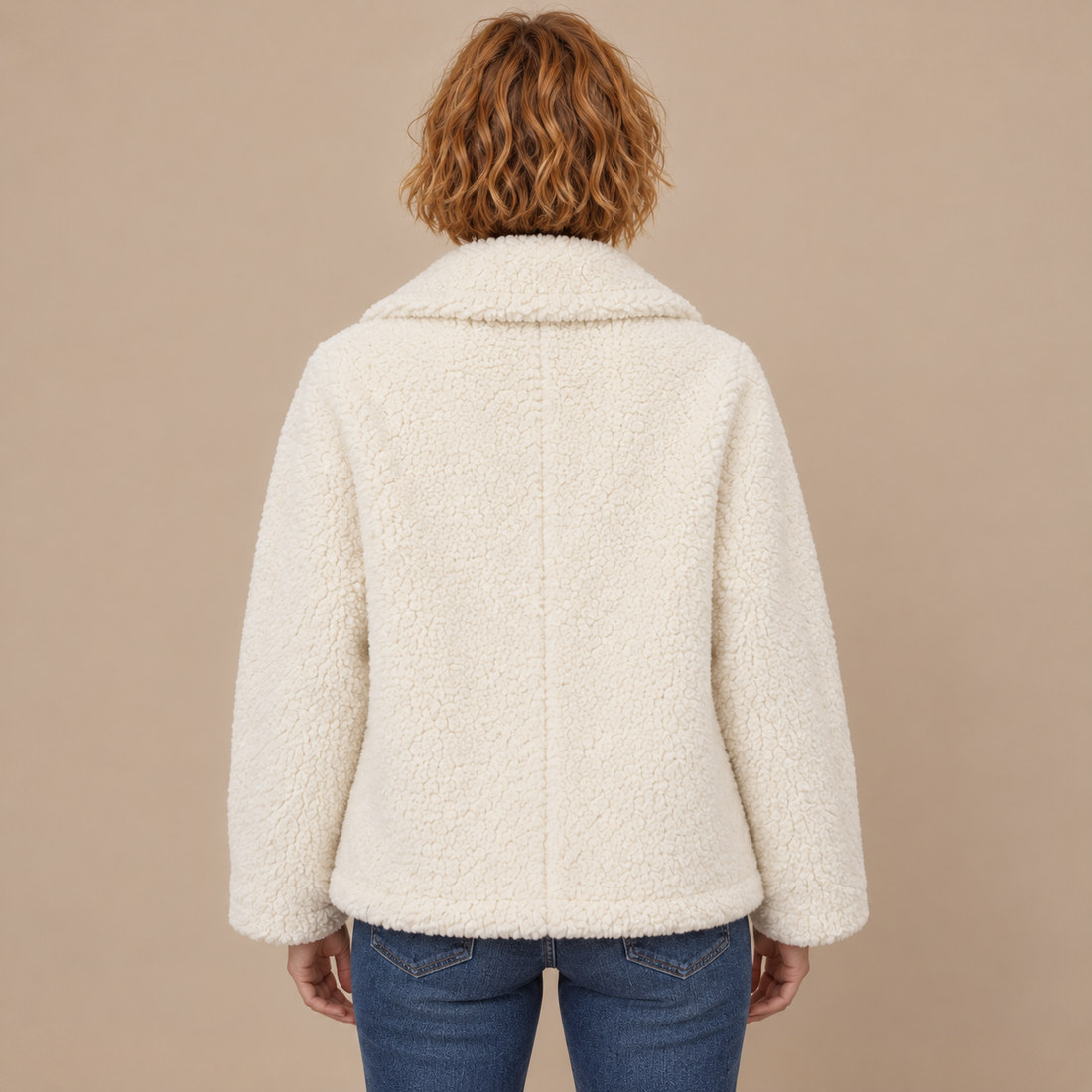 Oversized teddyjas voor dames met reverskraag
