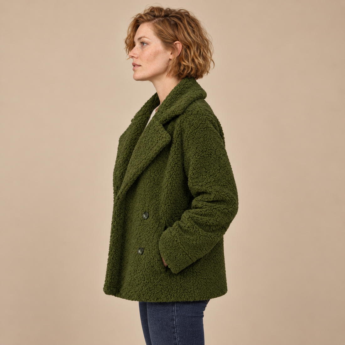 Oversized teddyjas voor dames met reverskraag