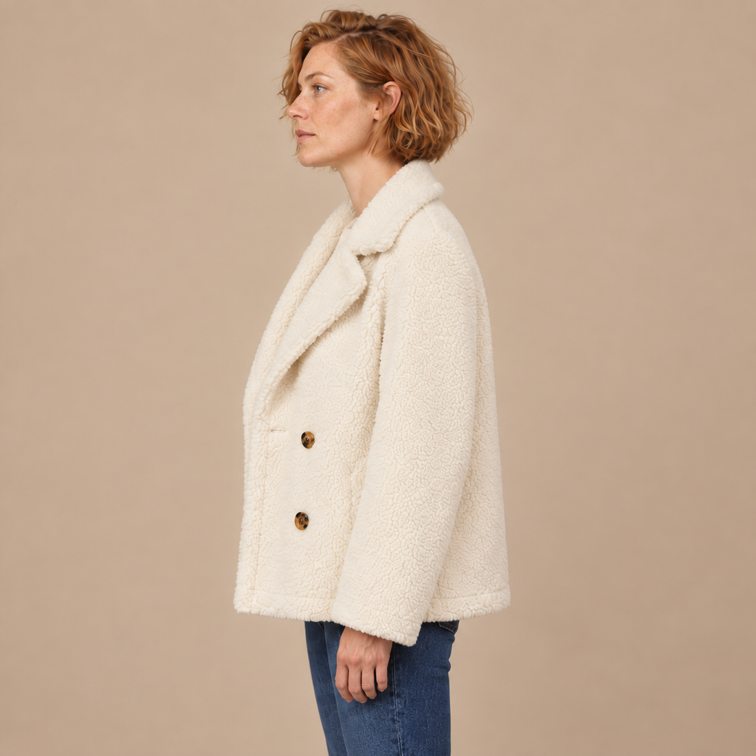 Oversized teddyjas voor dames met reverskraag