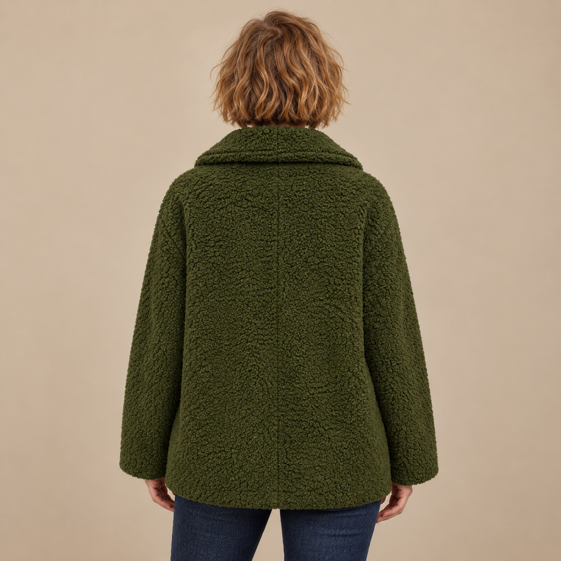 Oversized teddyjas voor dames met reverskraag