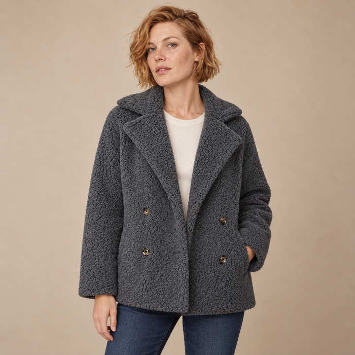 Oversized teddyjas voor dames met reverskraag