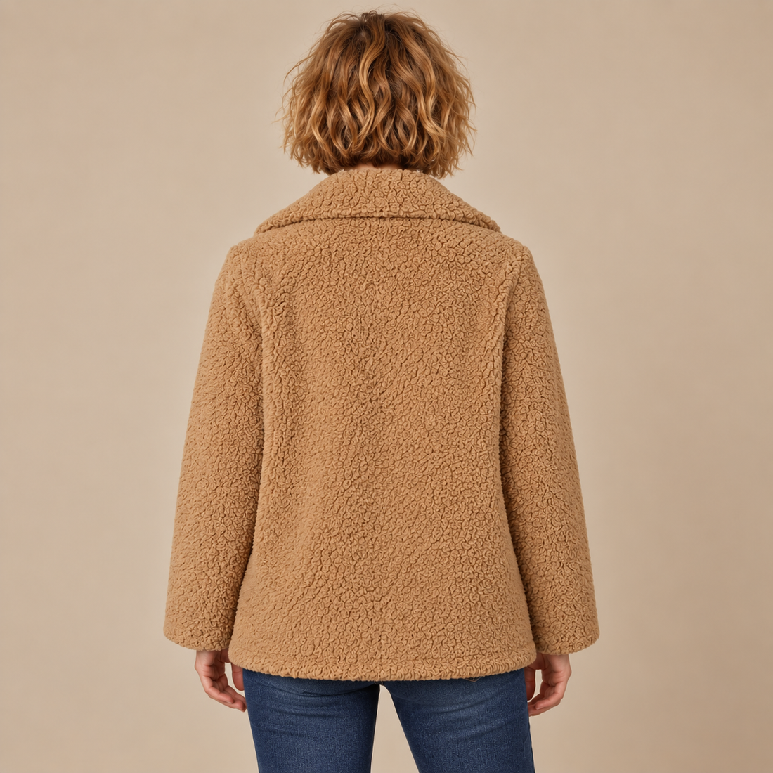 Oversized teddyjas voor dames met reverskraag
